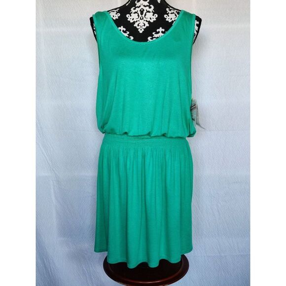 NWT Everlast Tank Dress Smocked Waist Sleeveless Green Womens Size XLarge - Picture 1 of 9